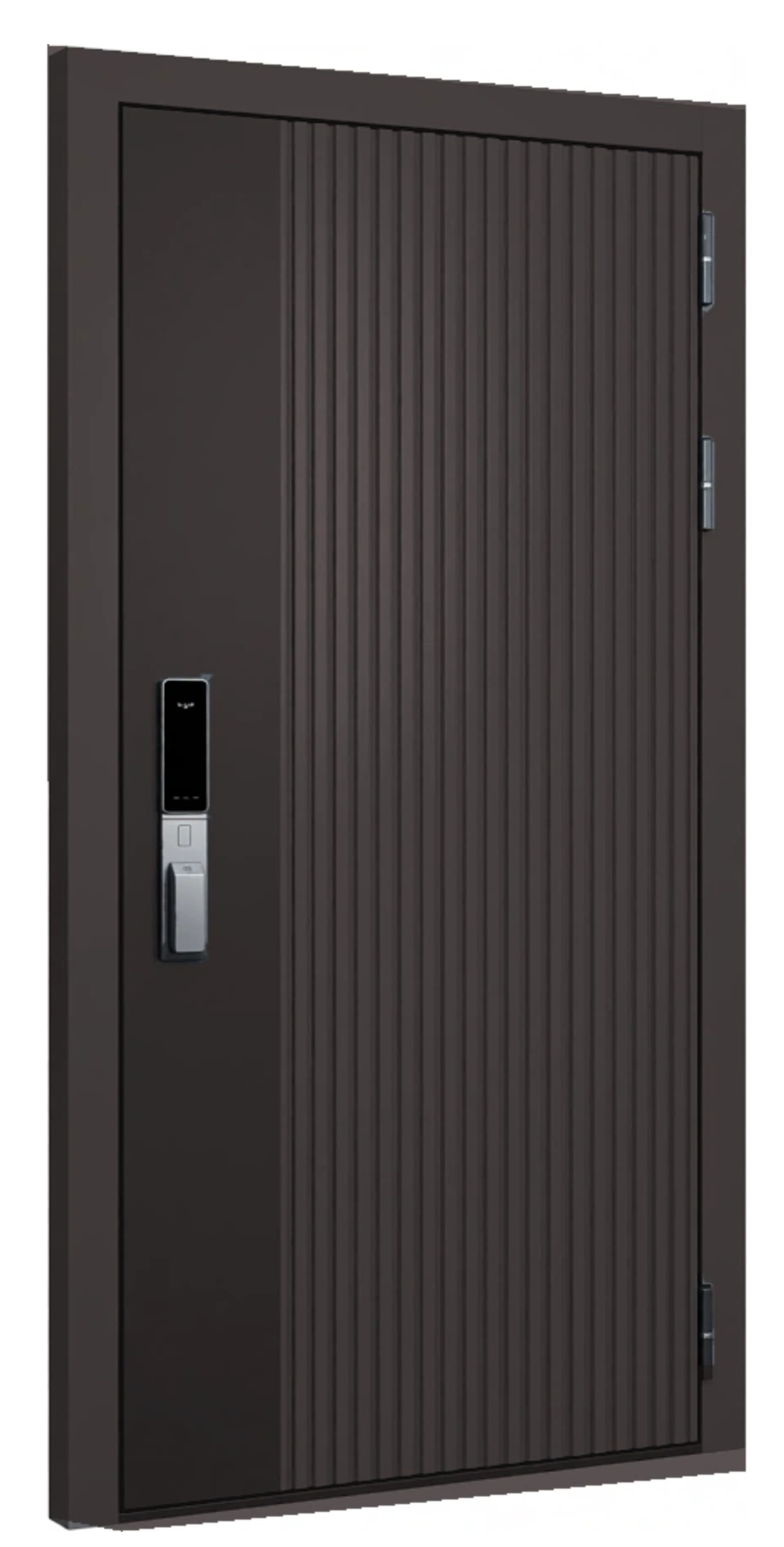 Стальная дверь «Нейро» с умным замком серо-коричневый